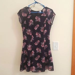 H&M Black floral fit and flare dress